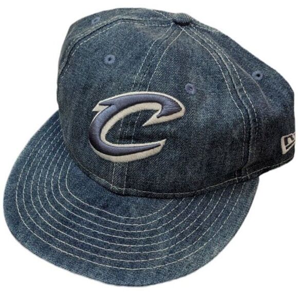New Era Cleveland Cavaliers 9fifty Hardwood Classic Denim Hat Cap Adjustabl Blue - Picture 1 of 4